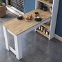 Kitchen table with shelf walnut brown white 2