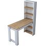 Kitchen table with shelf walnut brown white 3