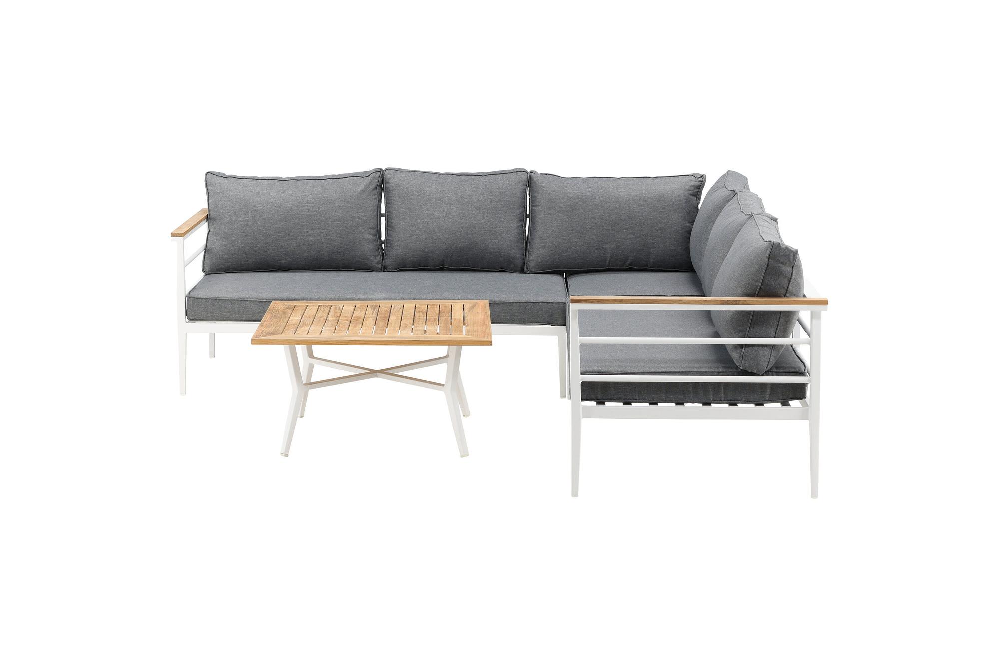 Mexico Corner Sofa Garden Furniture Set Metal Teak 0