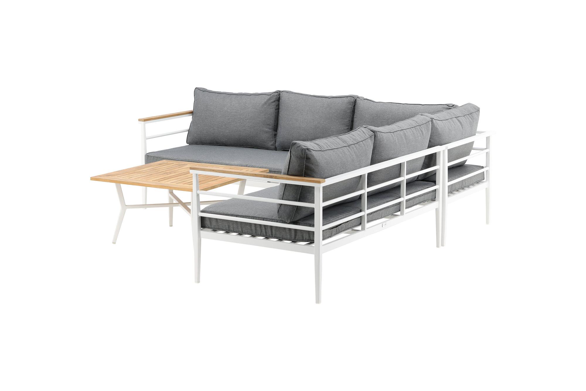 Mexico Corner Sofa Garden Furniture Set Metal Teak 2