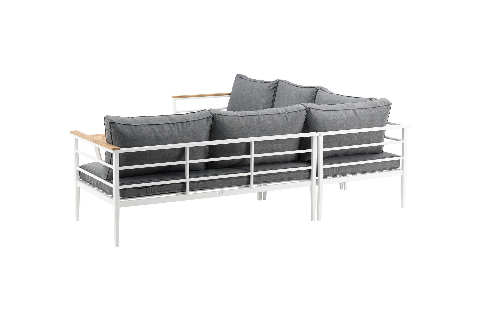 Mexico Corner Sofa Garden Furniture Set Metal Teak 3
