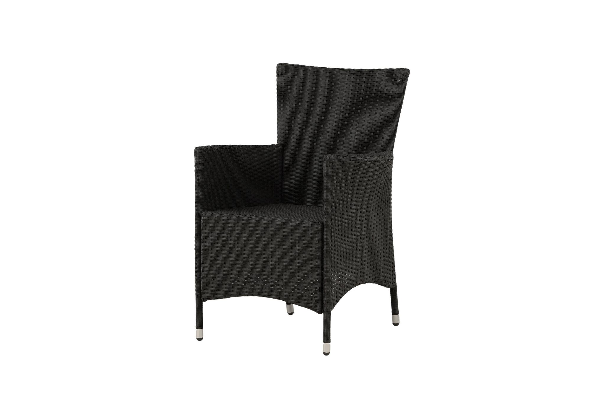 2x Knick Armstuhle Stapelbar Polyrattan Schwarz 2