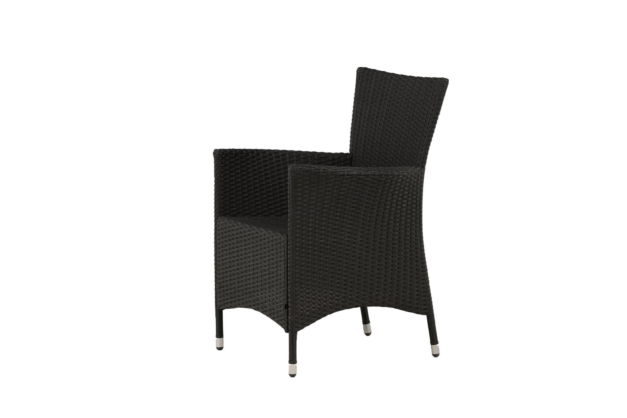 2x Knick Armstuhle Stapelbar Polyrattan Schwarz 3