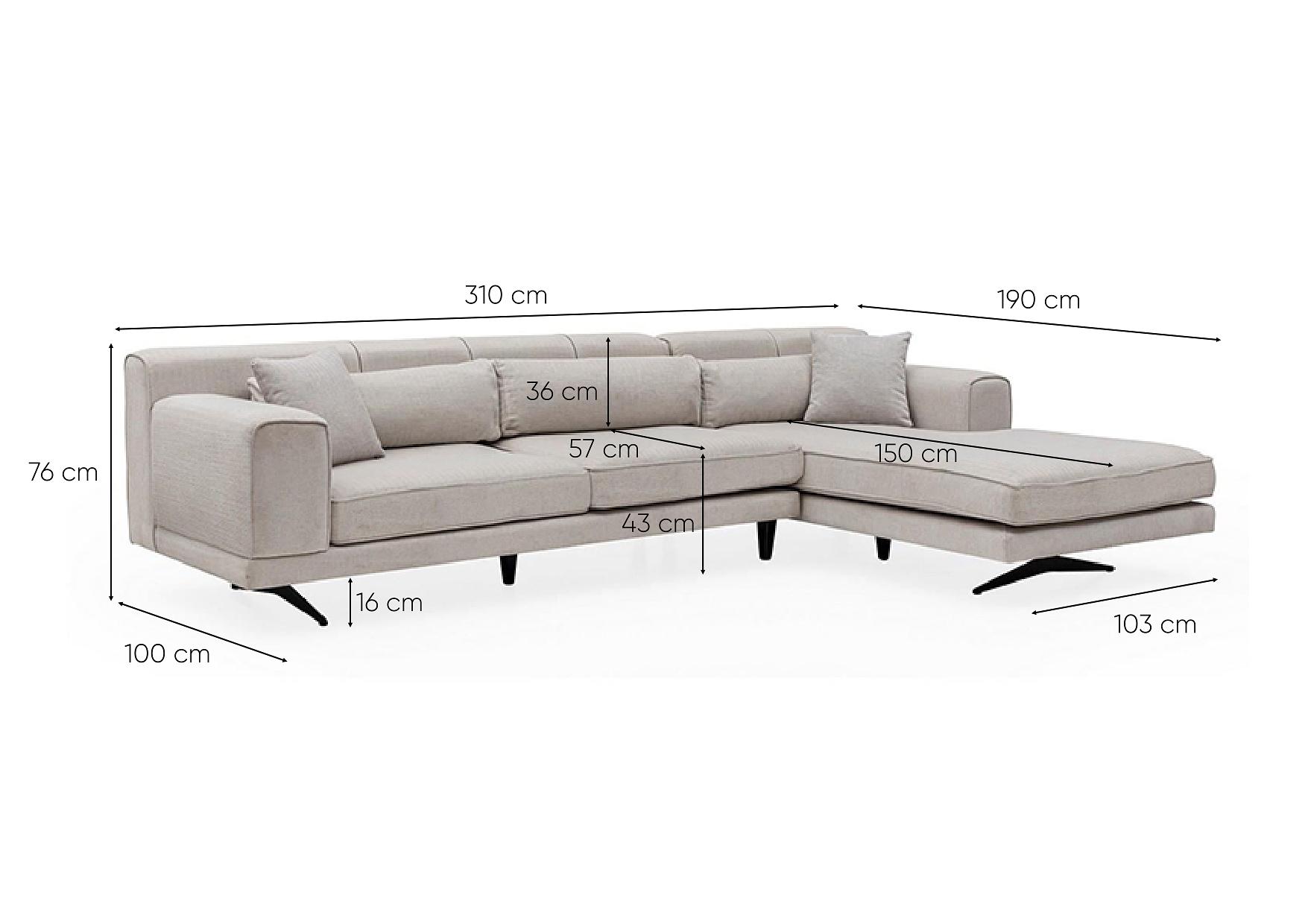 Sofa Chaise Lounge Left Beige 7