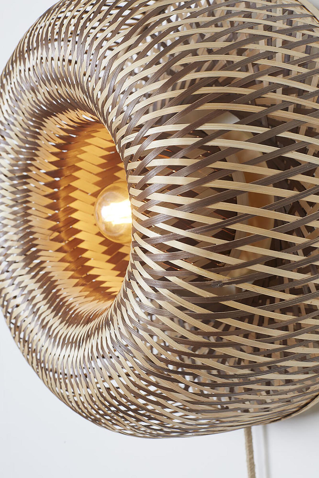 Barbados Wall Lamp 1-light Dark Brown Bamboo 4