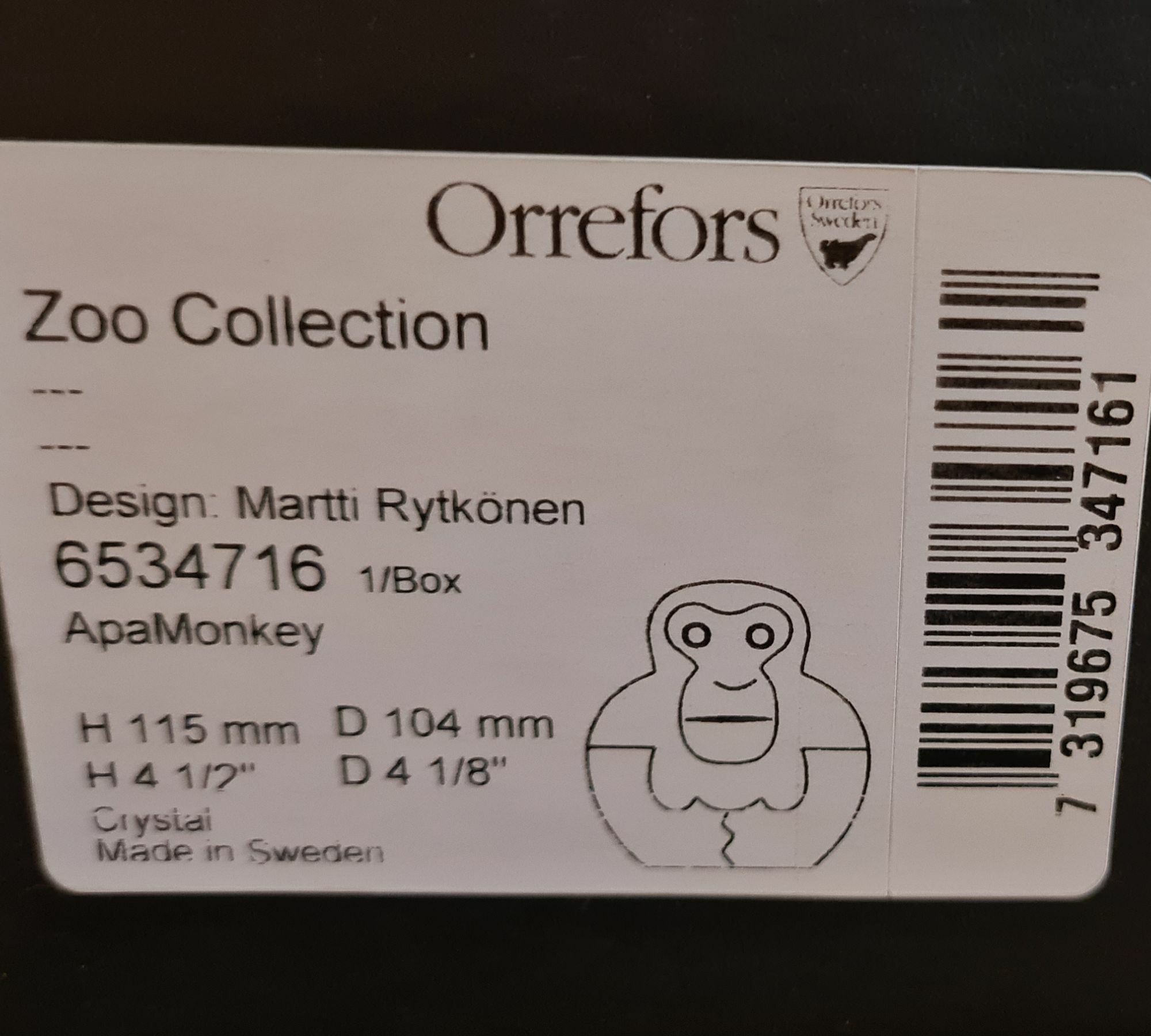Orrefors Glass Figurine Monkey 2
