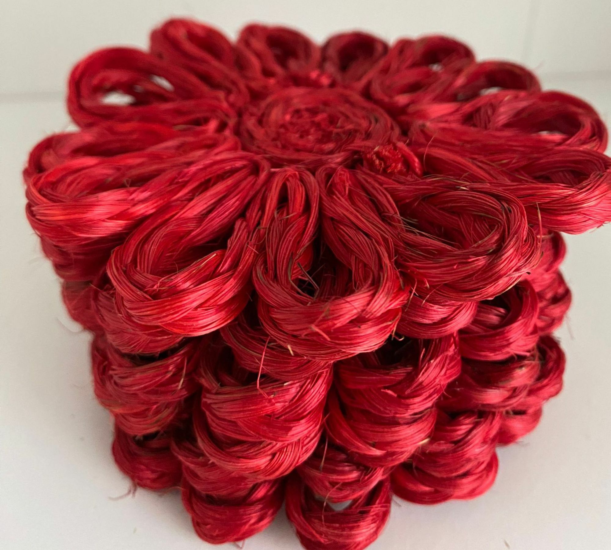 6x Coaster Abacá Hemp Red 3