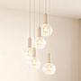 Bilman Round Pendant Light 5-bulb Cast Iron Clear Glass Beige 1