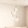 Bilman Round Pendant Light 5-bulb Cast Iron Clear Glass Beige 2