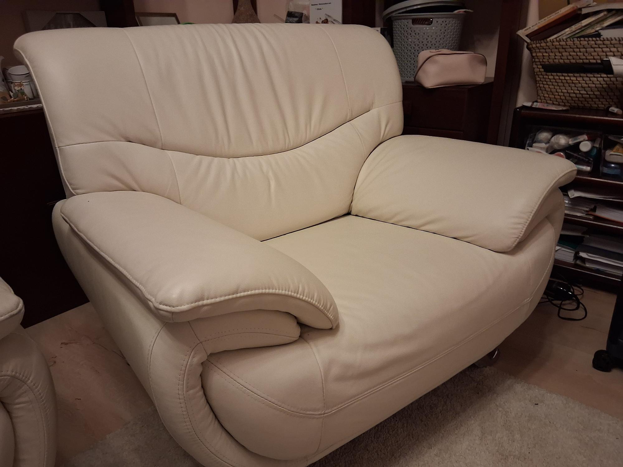 Sessel Leder Weiß  1