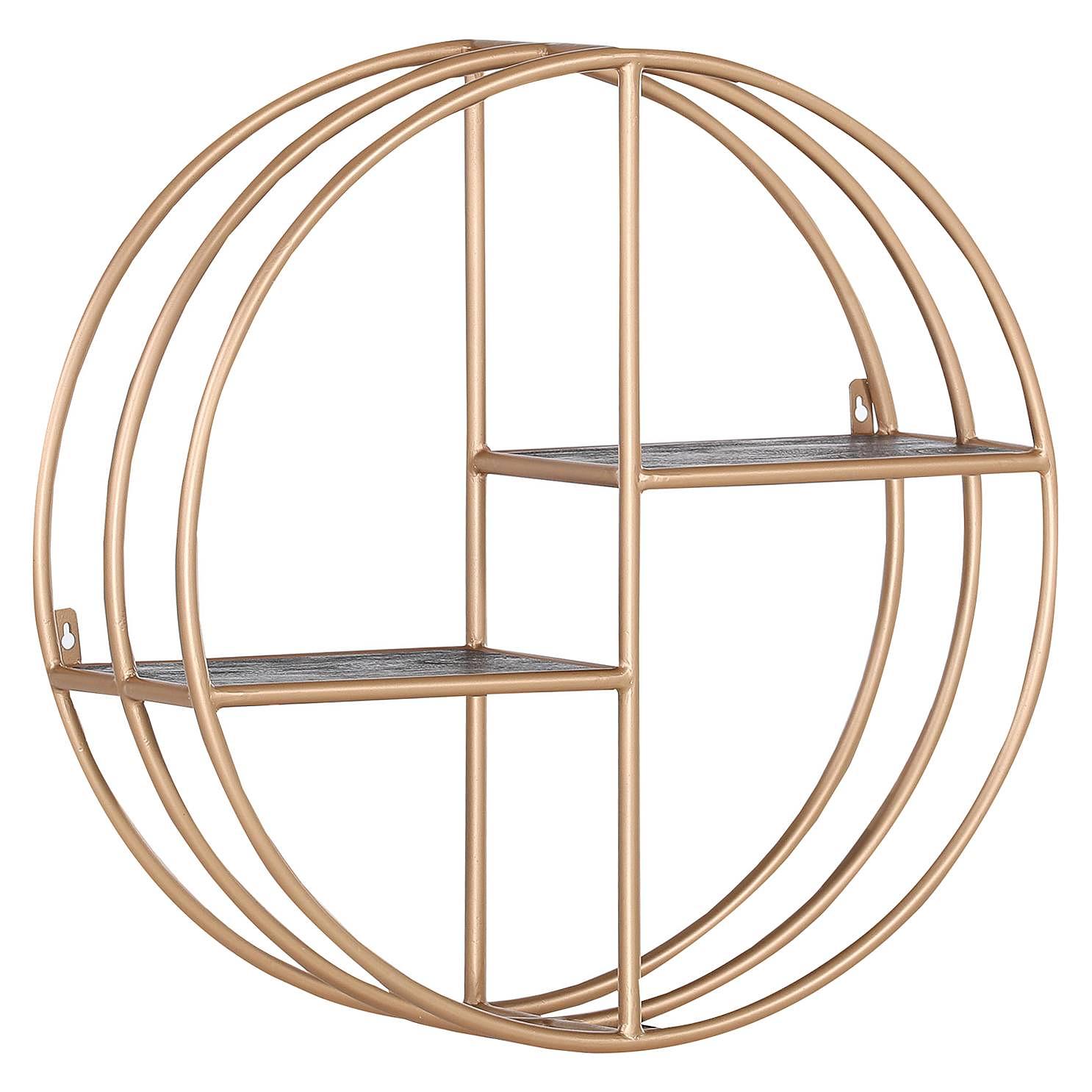 Oissel II Wall Shelf Metal Acacia Wood Black Gold 1