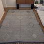 Hand-knotted rug blue-cream 0