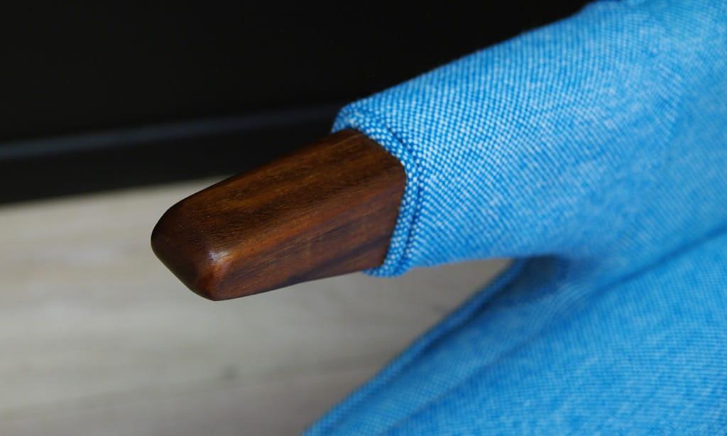 Vintage Armchair Teak Textile Blue 1960s 11