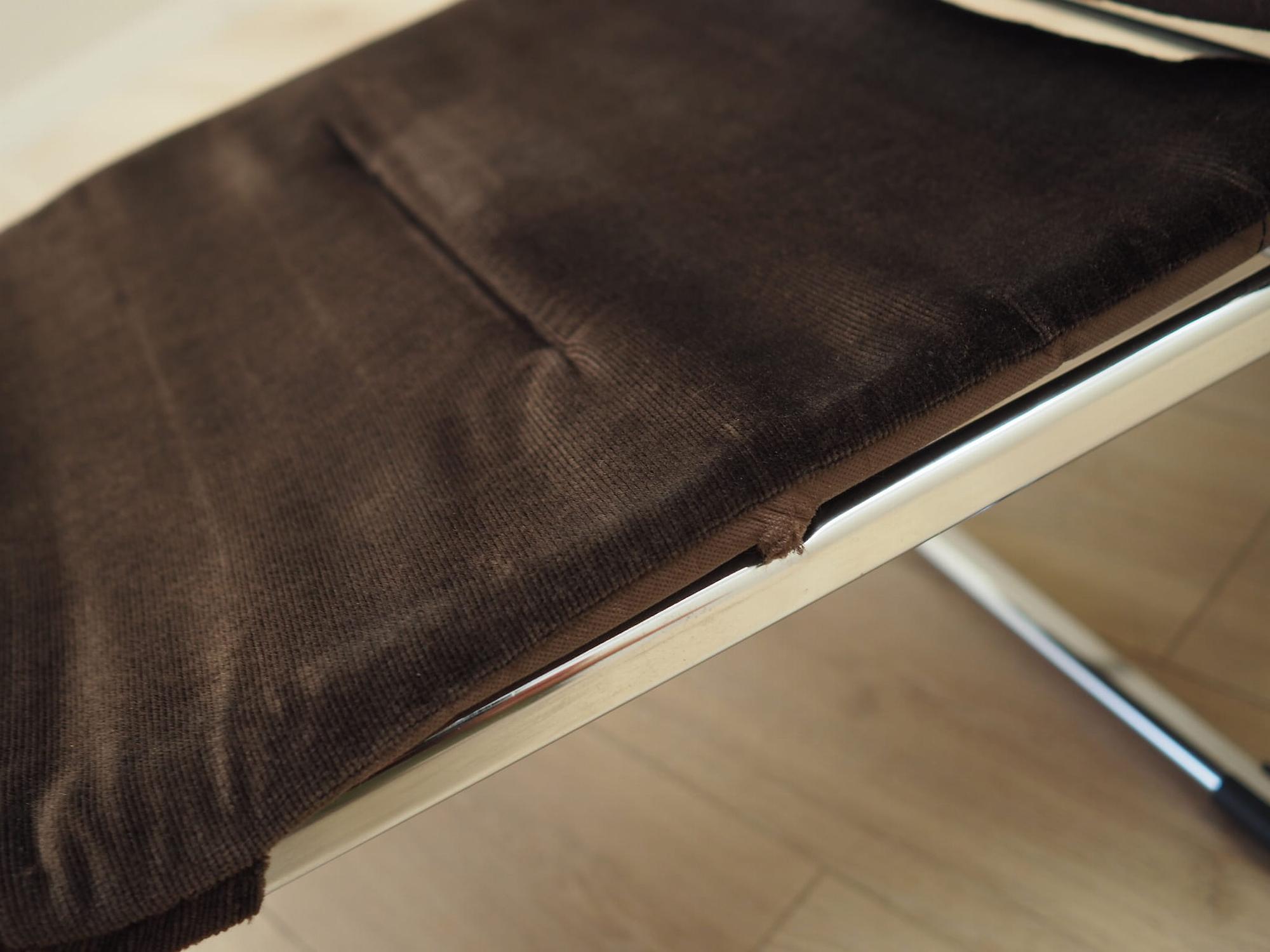 Vintage armchair velvet metal brown 1970s 14