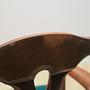2x Vintage Stuhl & Bank Holz Samt Blau 1970er Jahre 12