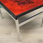 Vintage side table glass wood brown 1970s 10