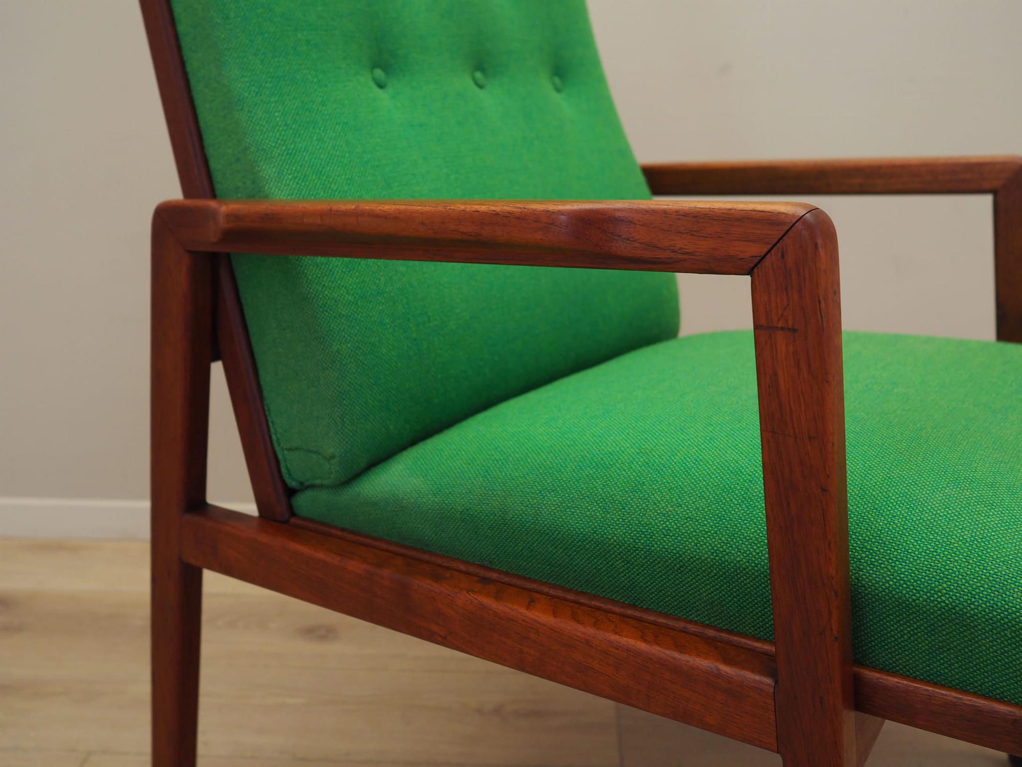Armchair Teak wood Textile Green 1970s 11