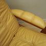 Armchair Teak Wood Leather Yellow 1960s 10