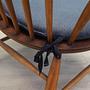 Vintage armchair beech fabric brown 1960s 11