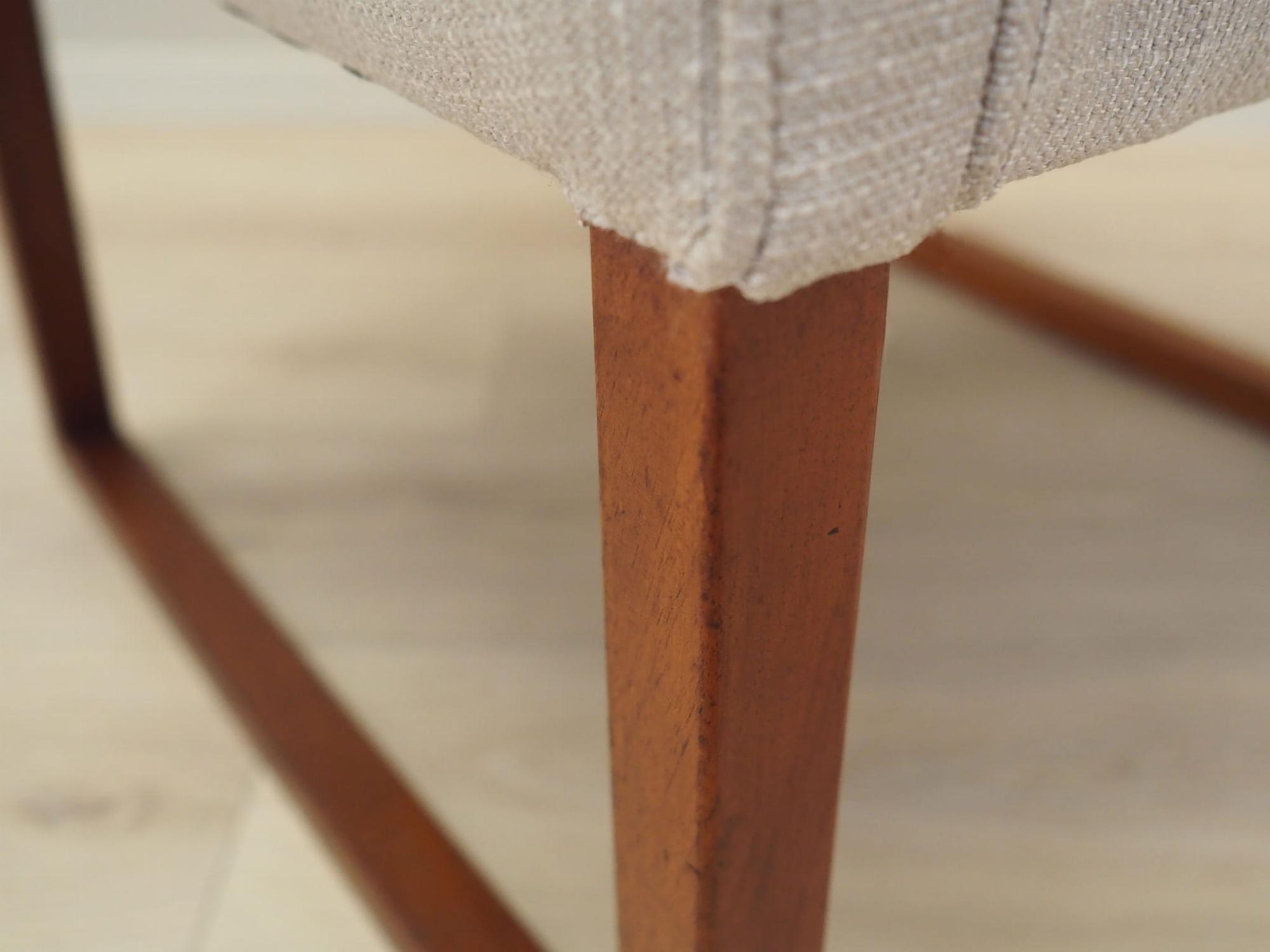 Vintage Stuhl Teakholz Textil Beige 1970er Jahre 13