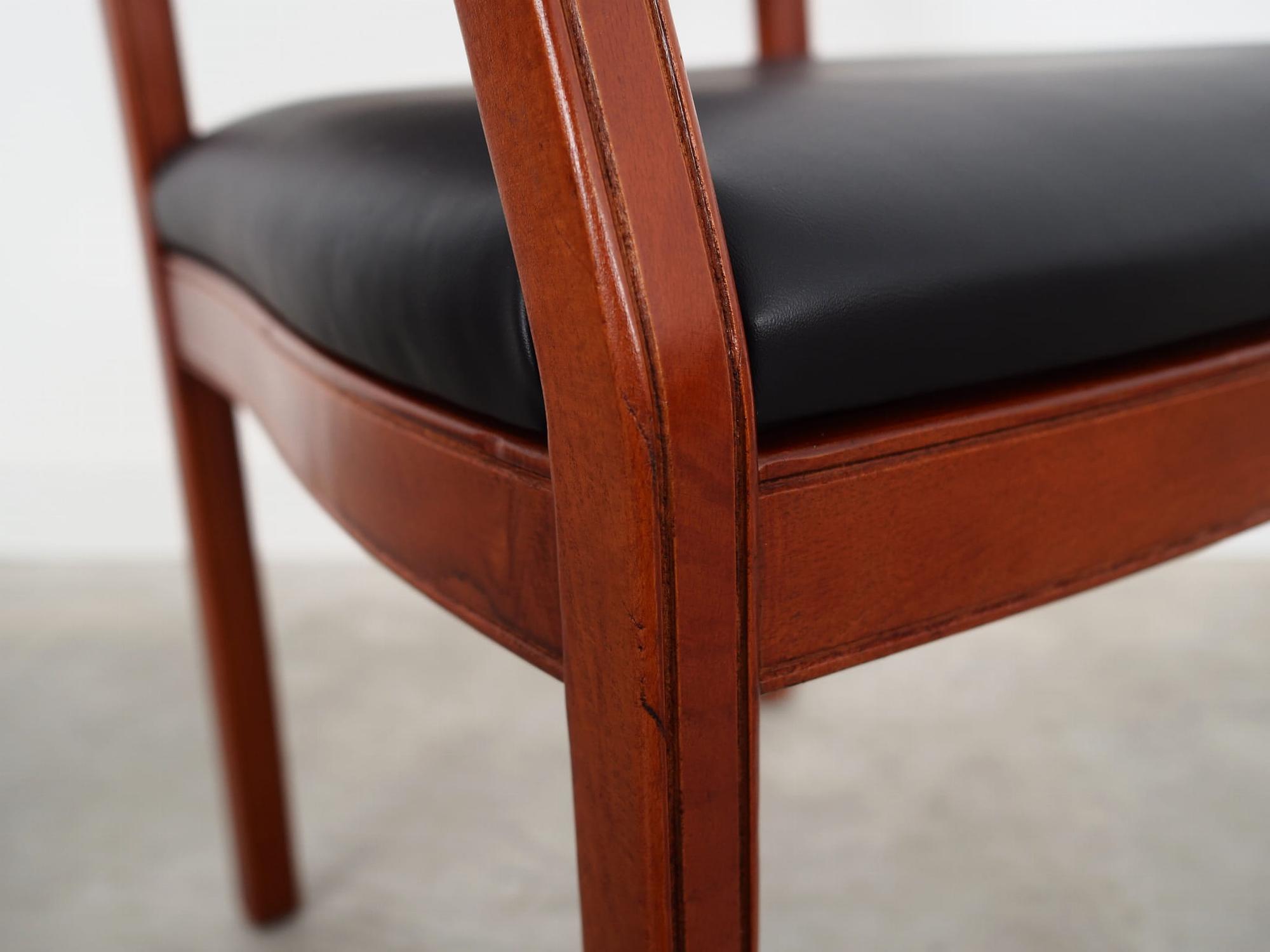 Chair Wood Leather Black 1970s 13