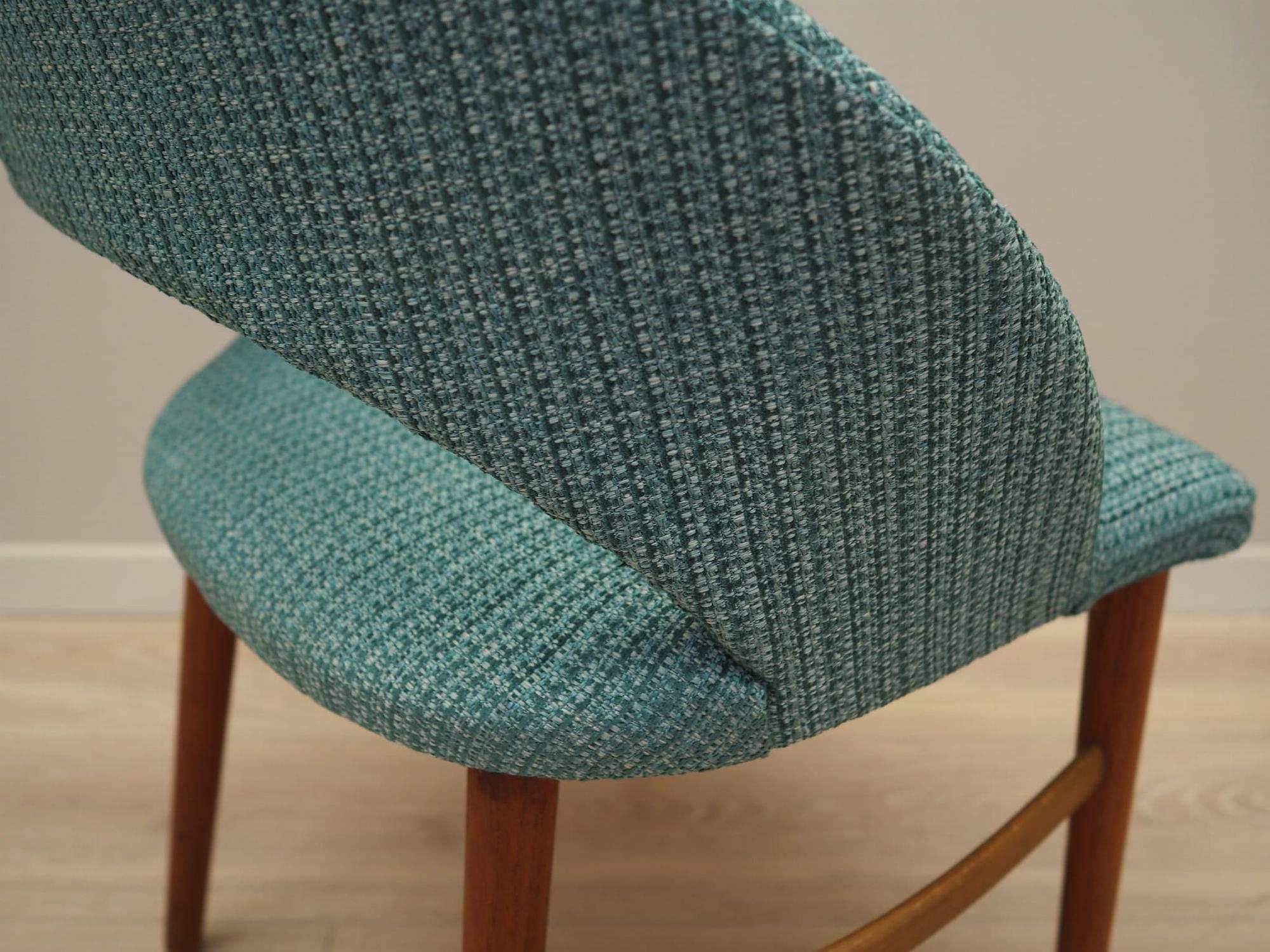 Vintage chair teak wood textile turquoise 1970s 12