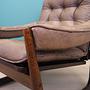Vintage Sessel Leder Holz Braun 1960er Jahre 14