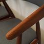 4x Vintage Stuhl Teakholz Leder Grau 1960er Jahre 11
