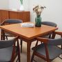 4x Vintage Chair Teak Wood Leather Gray 1960s 13