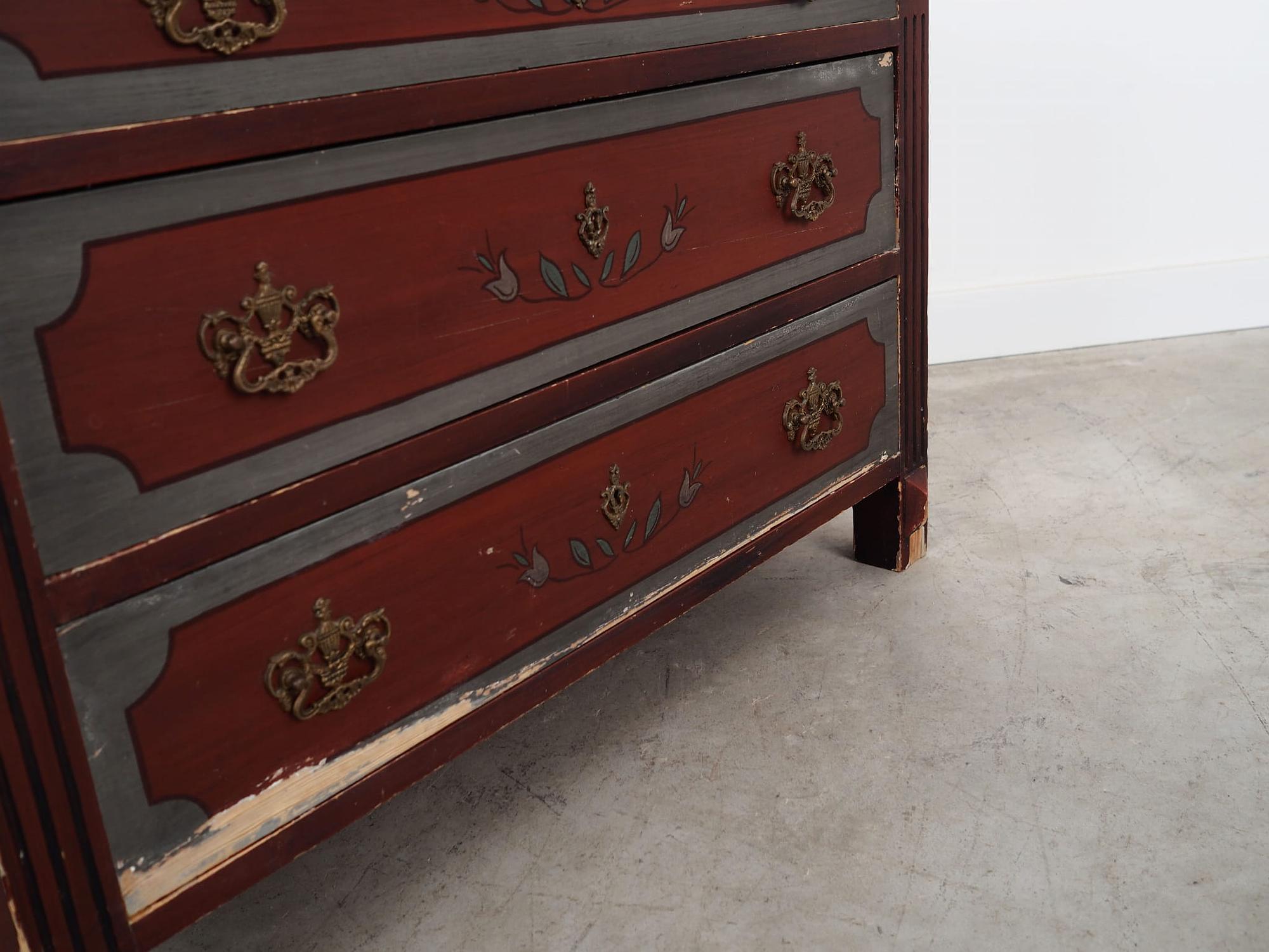 Vintage chest of drawers Pine wood Brown 1950s 10