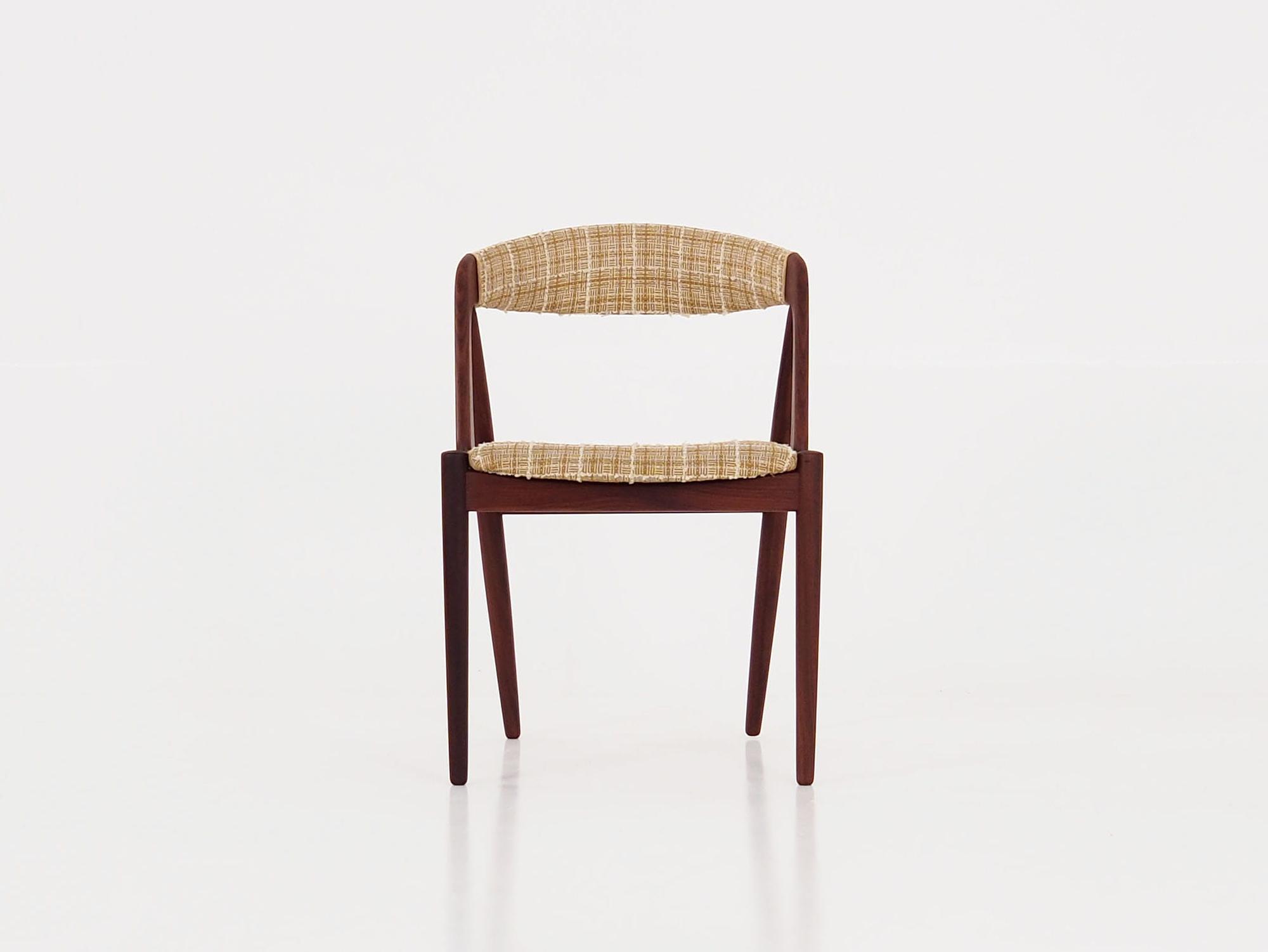 4x Sedie Vintage Teak Tessuto Beige Anni '70 10
