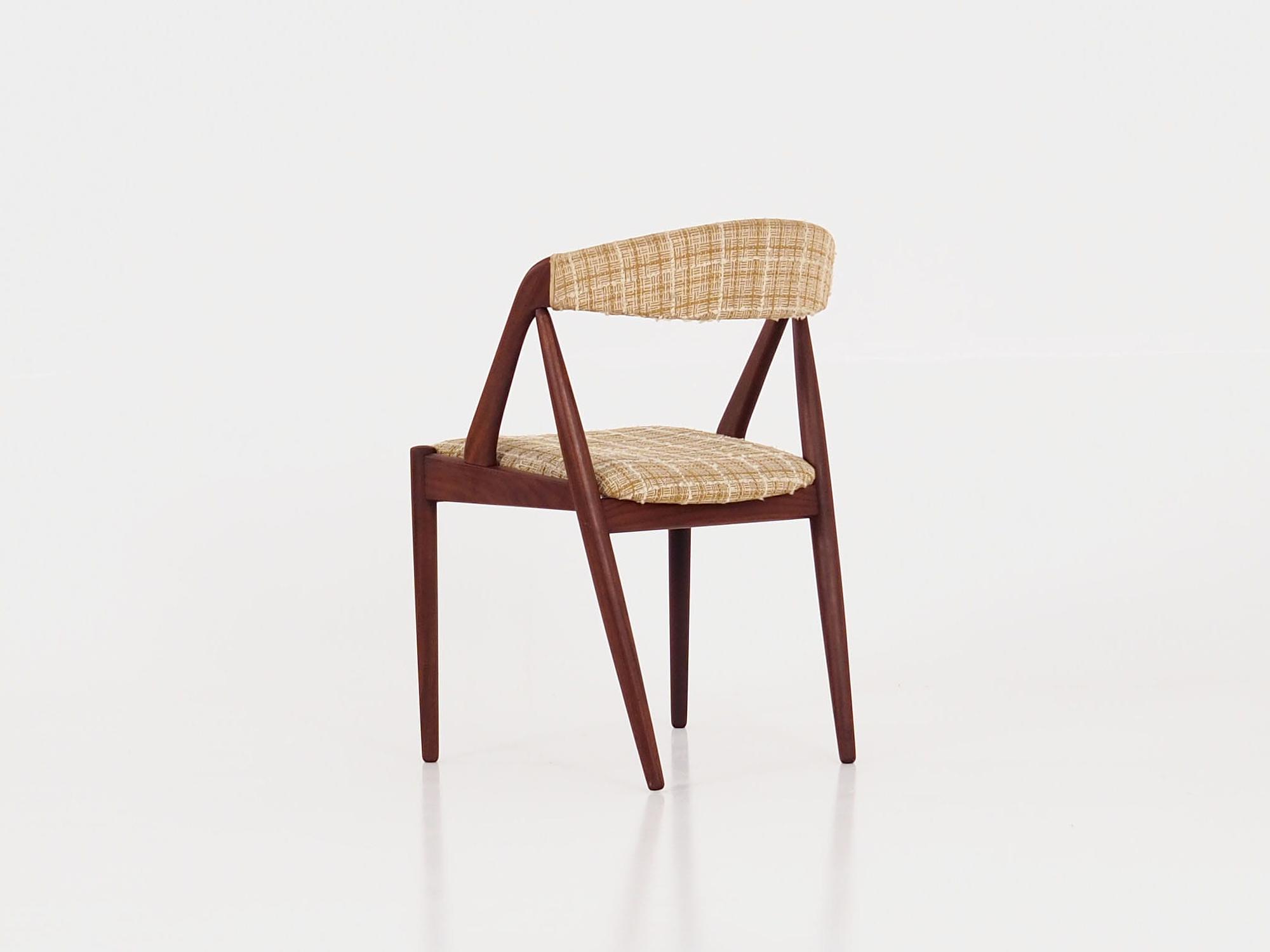 4x Sedie Vintage Teak Tessuto Beige Anni '70 13