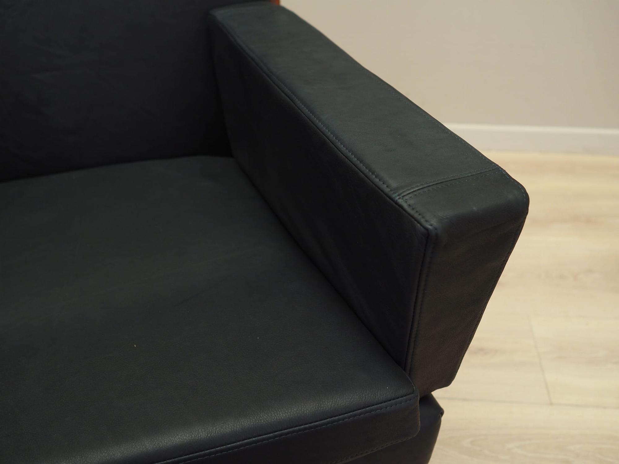 Vintage office chair leather wood black 1970s 12