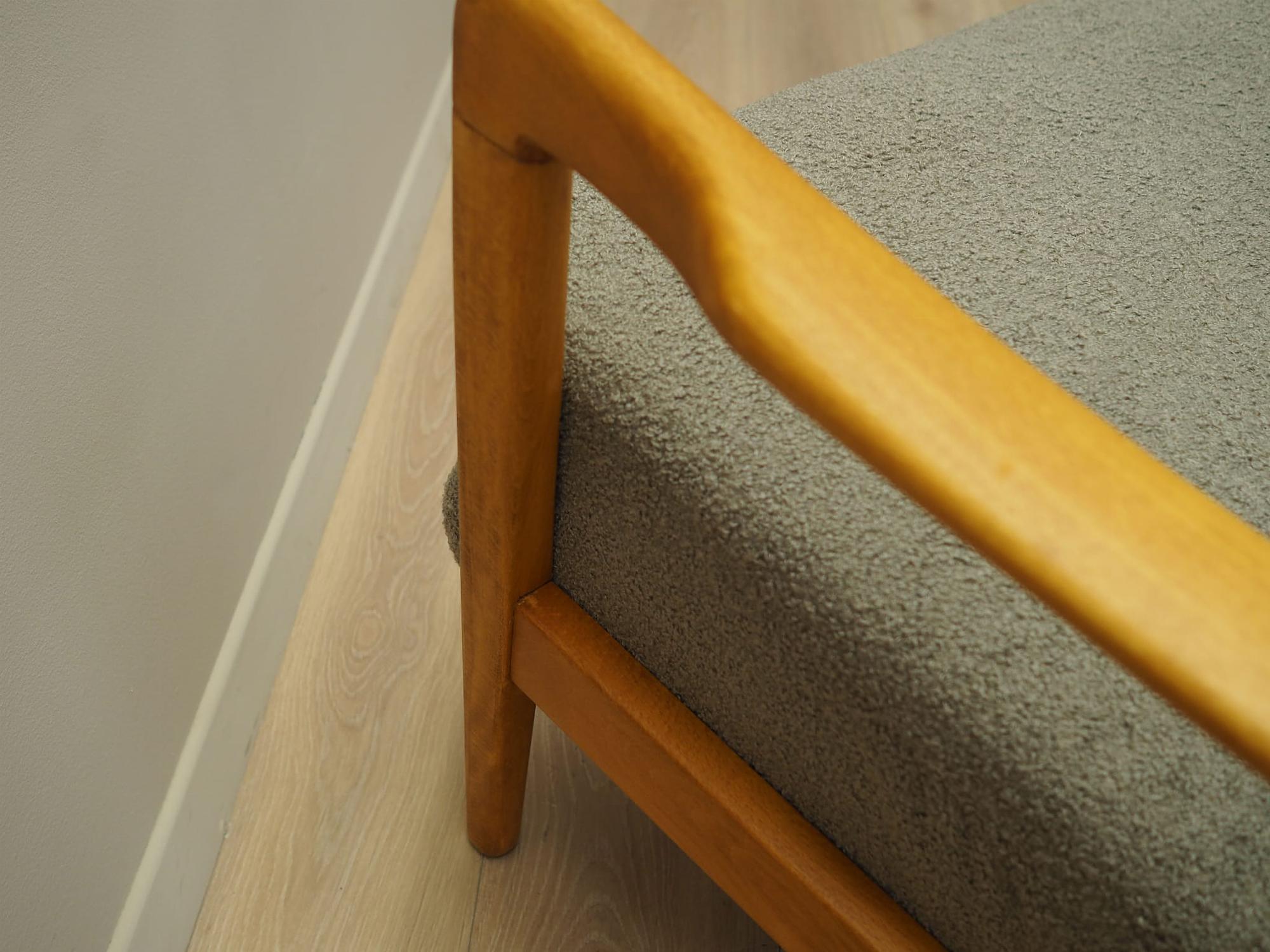 Vintage Sofa Buchenholz Textil Grau 1960er Jahre 10
