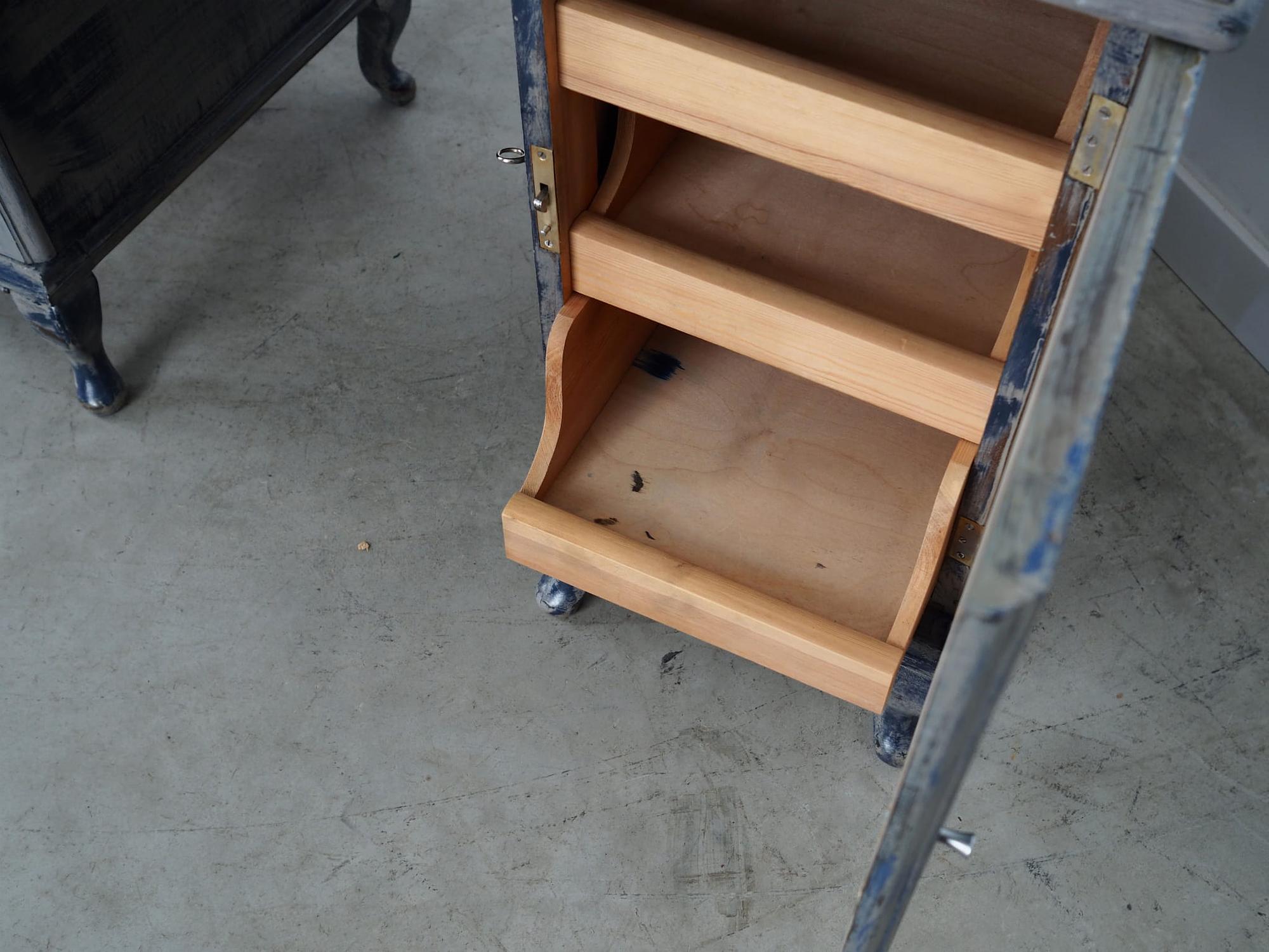 Vintage desk Pine grey 1960s 11