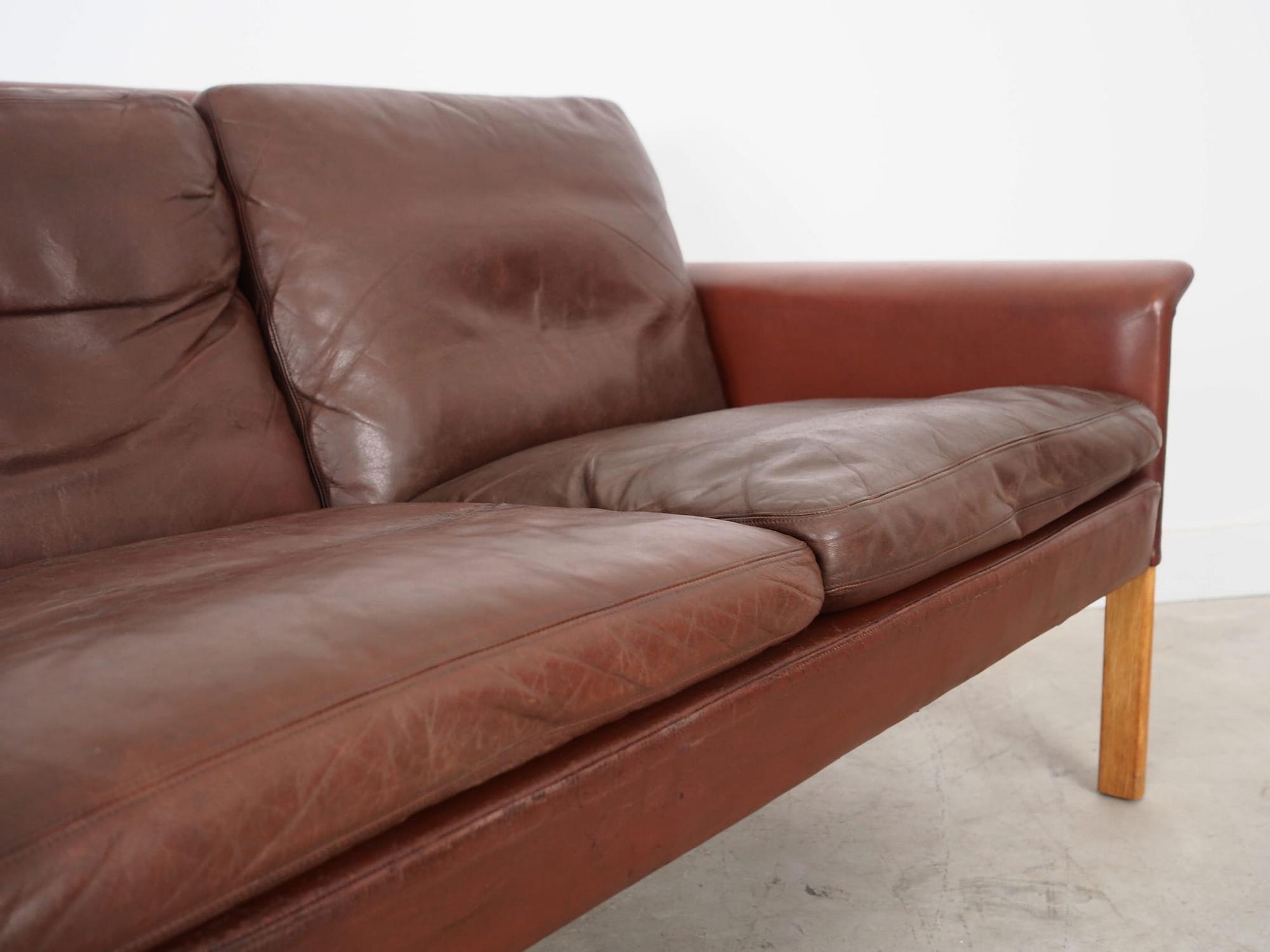 Sofa Leder Braun 1960er Jahre 11