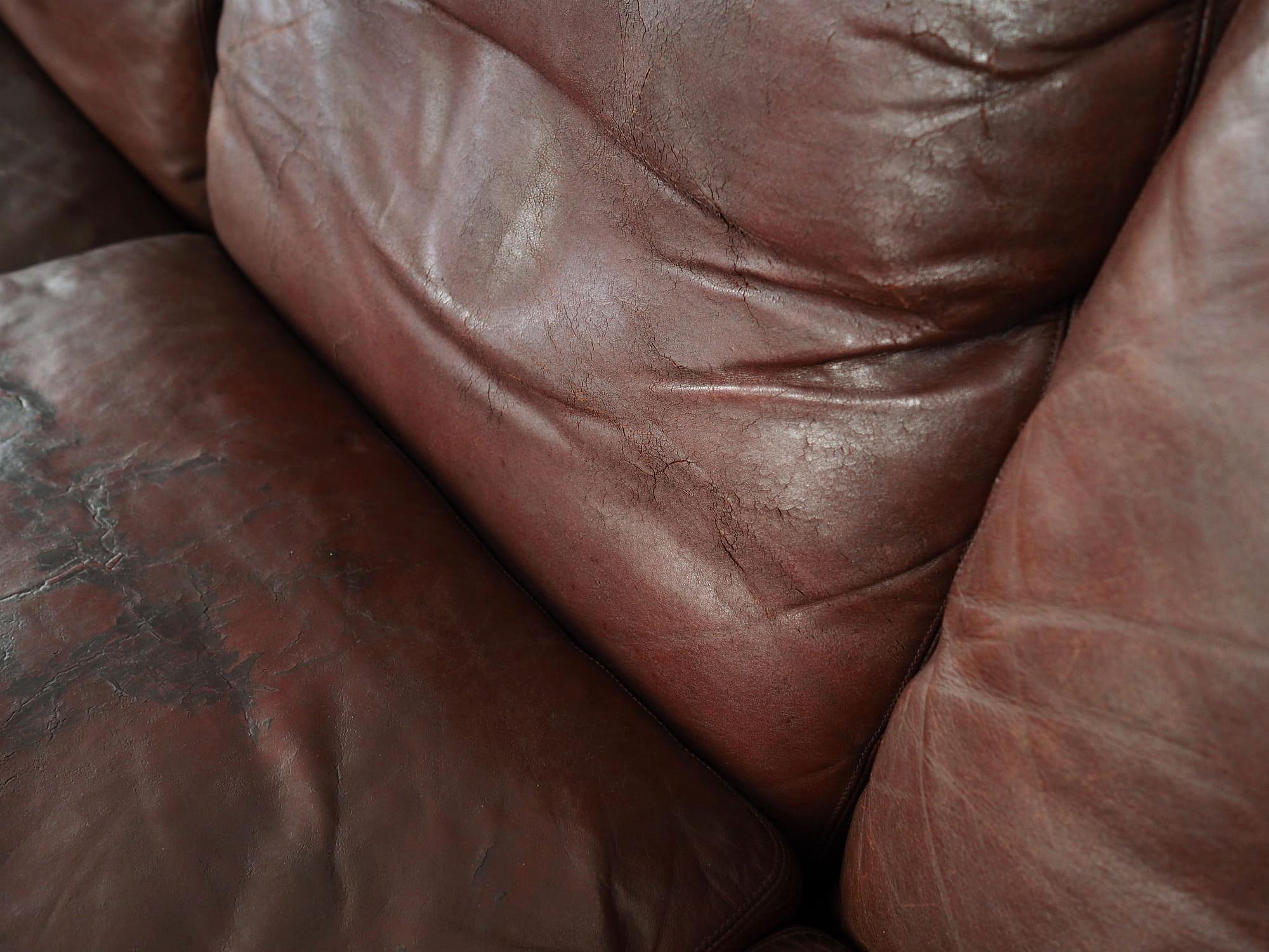 Sofa Leder Braun 1960er Jahre 12