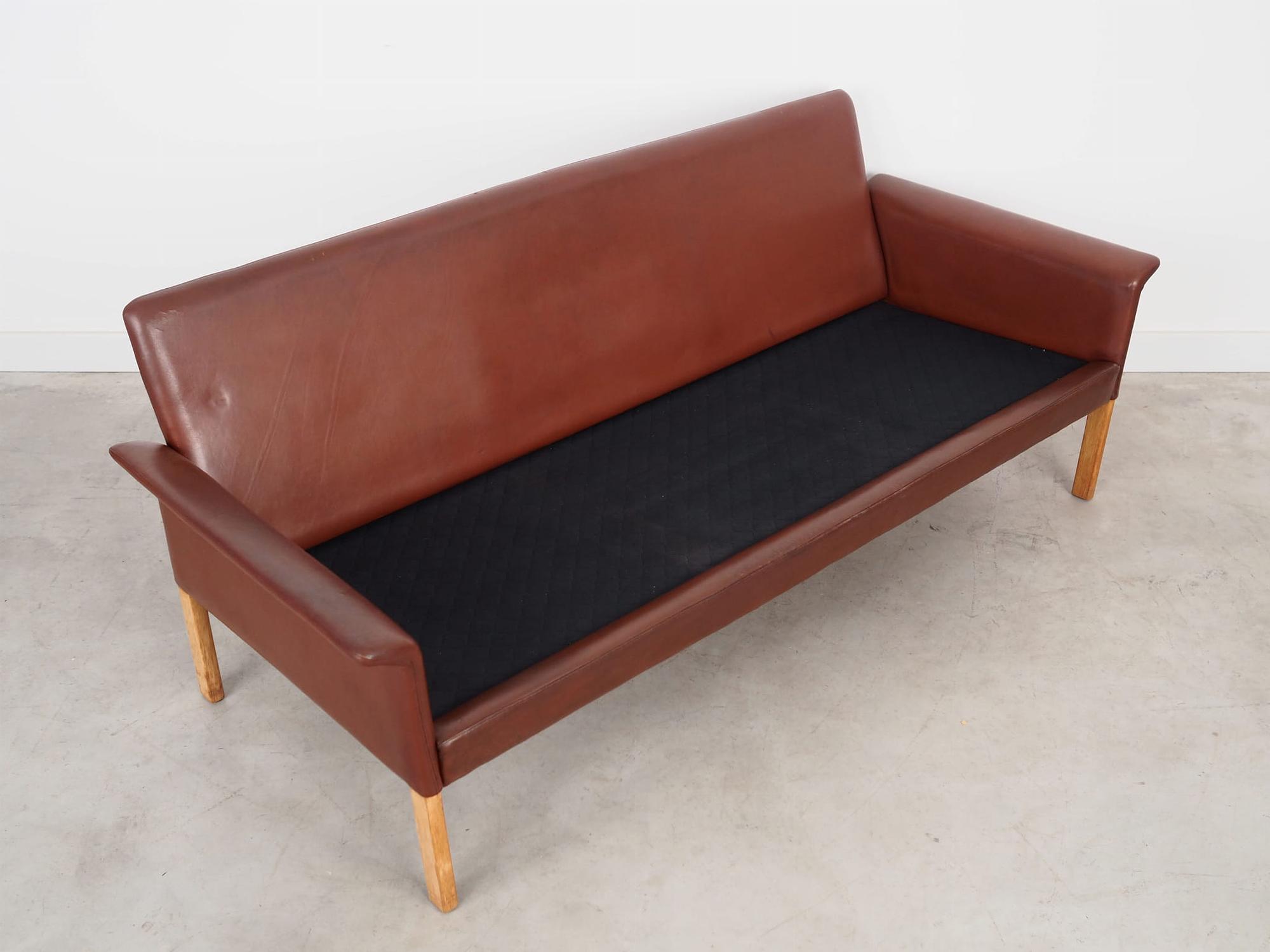 Sofa Leder Braun 1960er Jahre 13