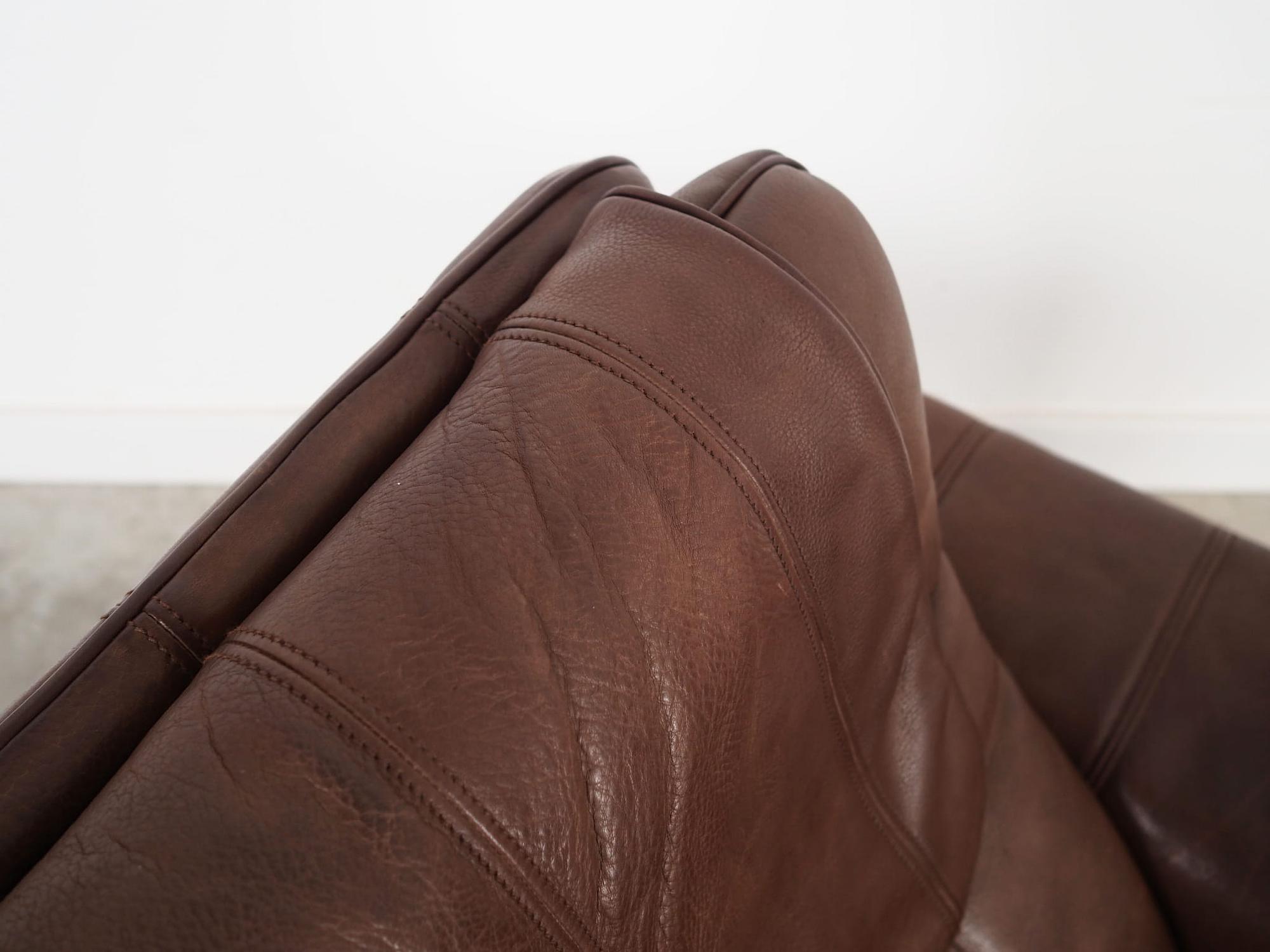 Sessel Leder Braun 1970er Jahre 12