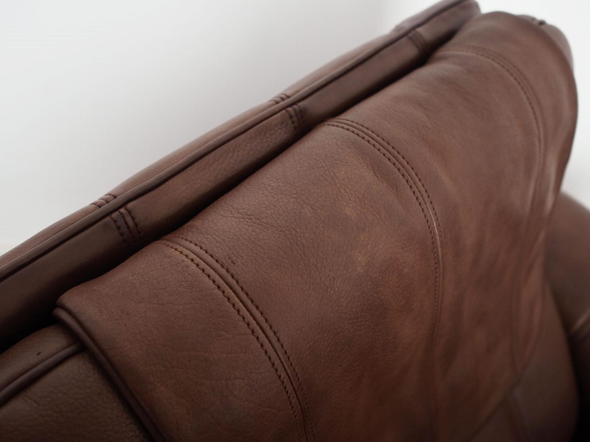 Sofa Leather Brown 1970s 11