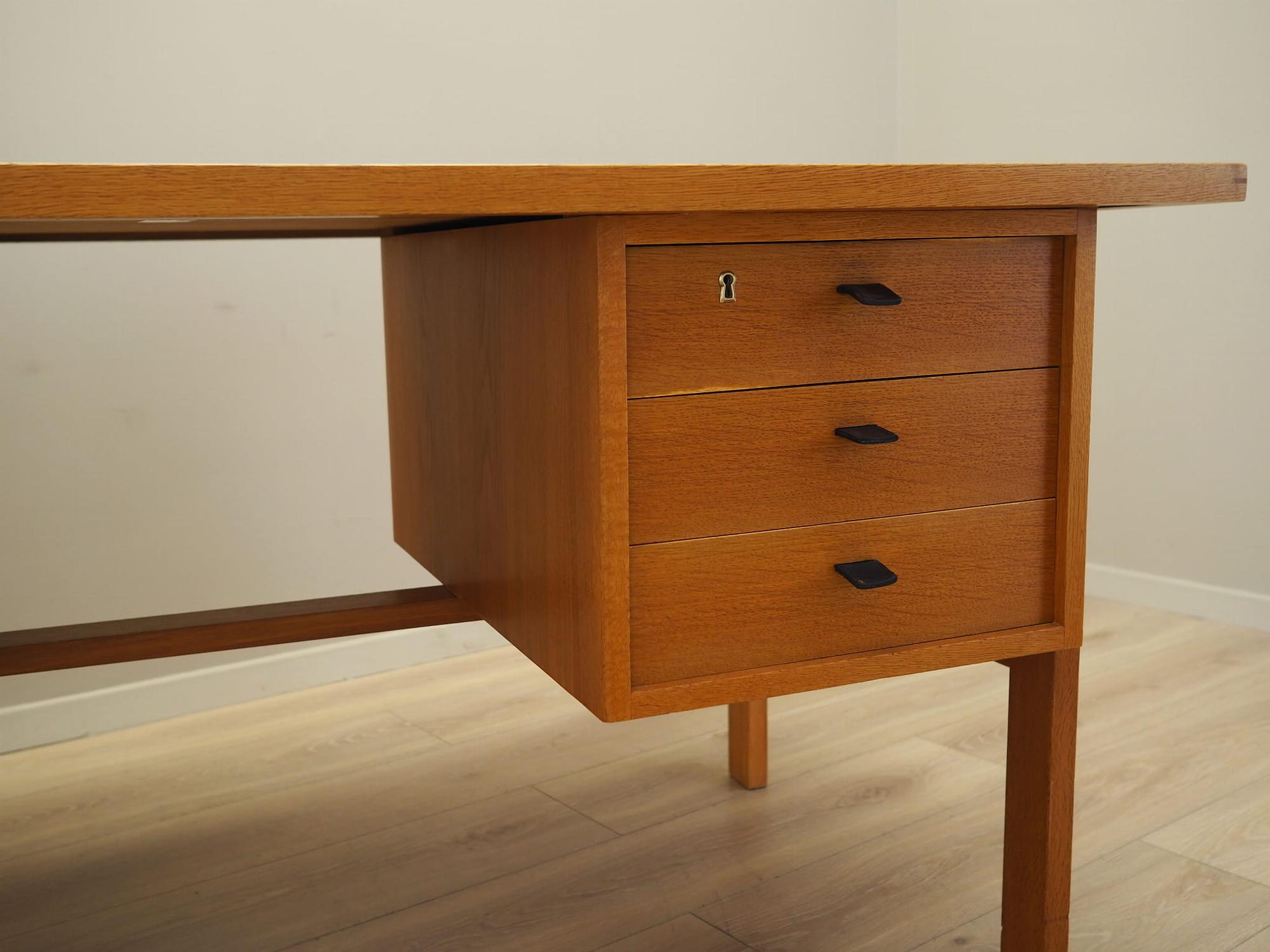 Vintage Schreibtisch Eschenholz Braun 1960er Jahre 10
