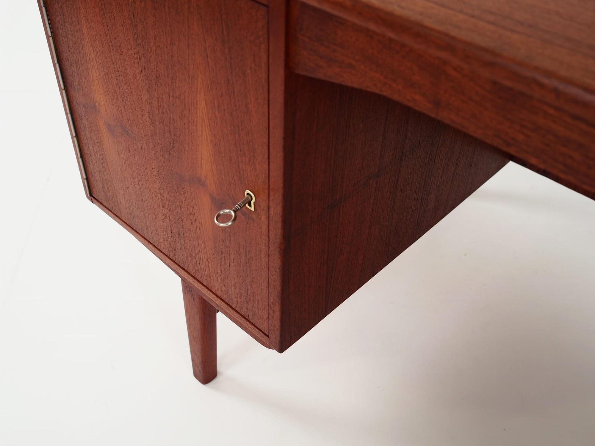 Vintage Schreibtisch Teakholz Braun 1970er Jahre  11