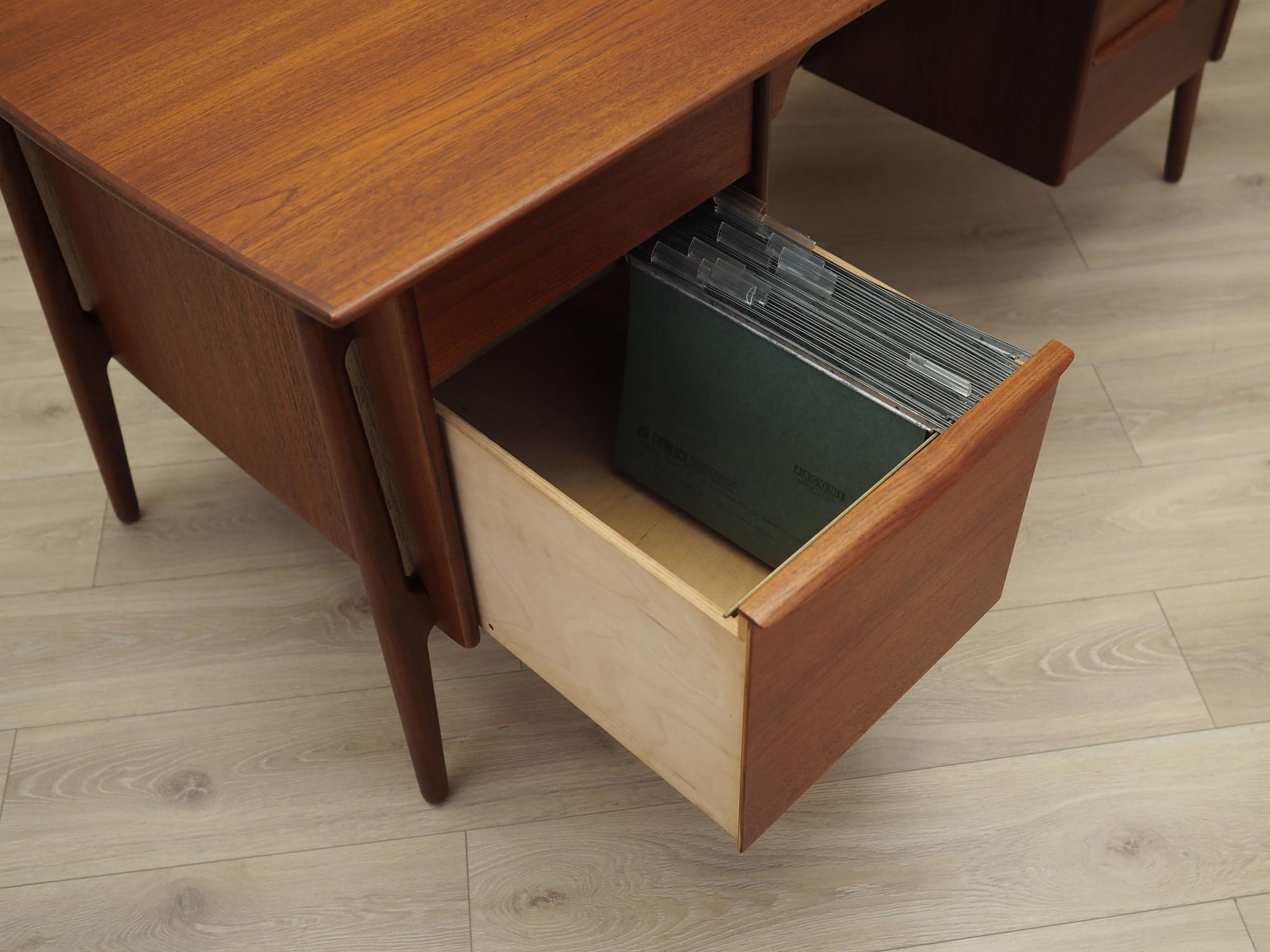 Vintage Schreibtisch Teakholz Braun 1960er Jahre 14