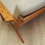 Vintage Sofa Eichenholz Textil Grau 1960er Jahre 13