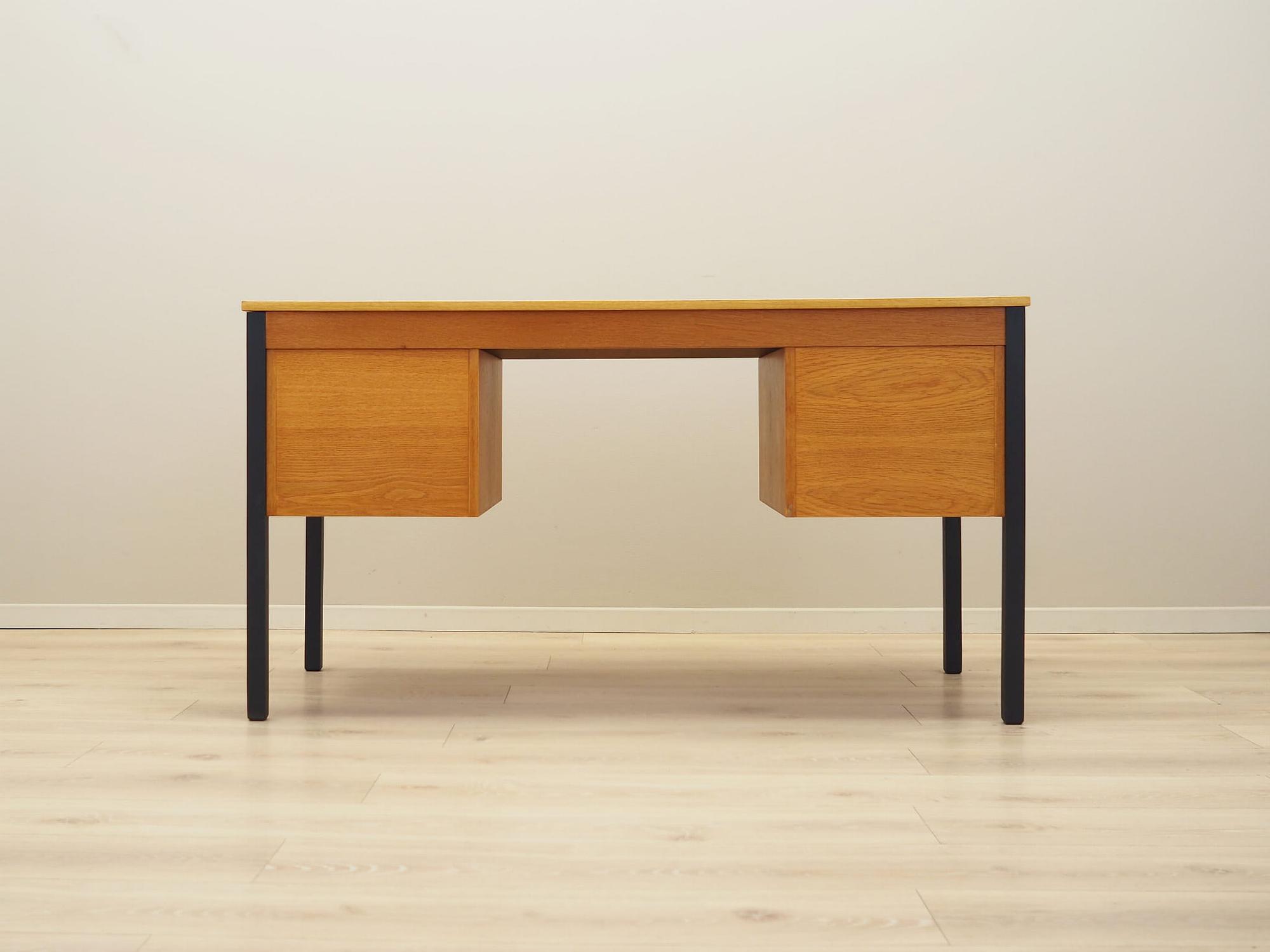 Vintage Schreibtisch Eschenholz Braun 1970er Jahre 12