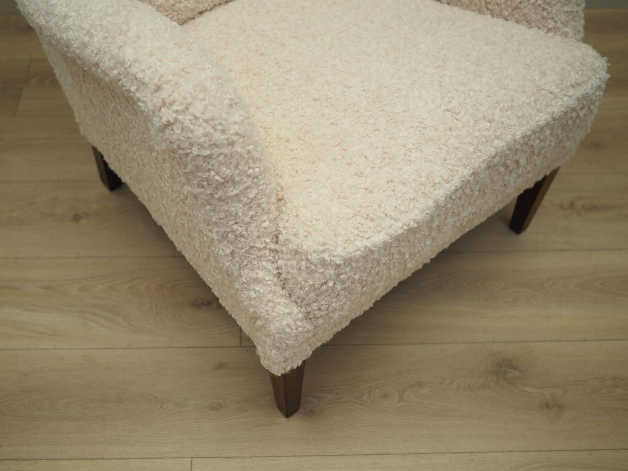 Sessel Textil Holz Creme 1960er Jahre 13