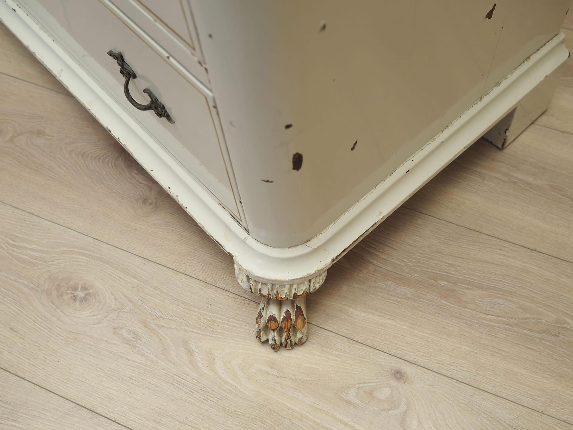 Vintage chest of drawers pine wood white 1950s 13