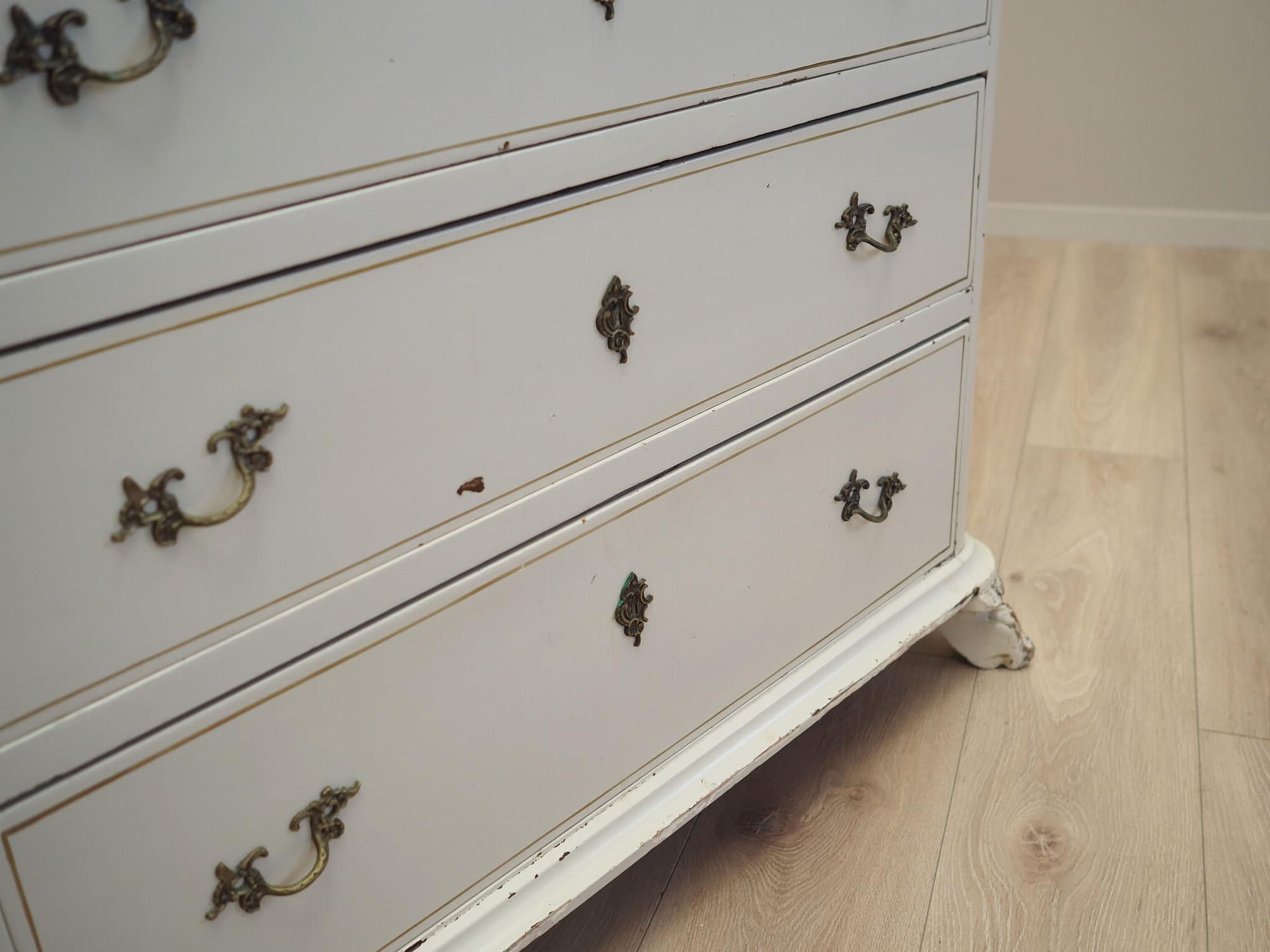Vintage chest of drawers pine wood white 1950s 14