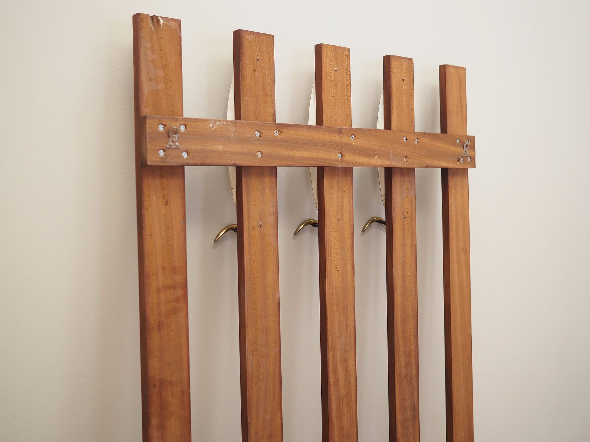 Teak wall coat rack 1970s 12