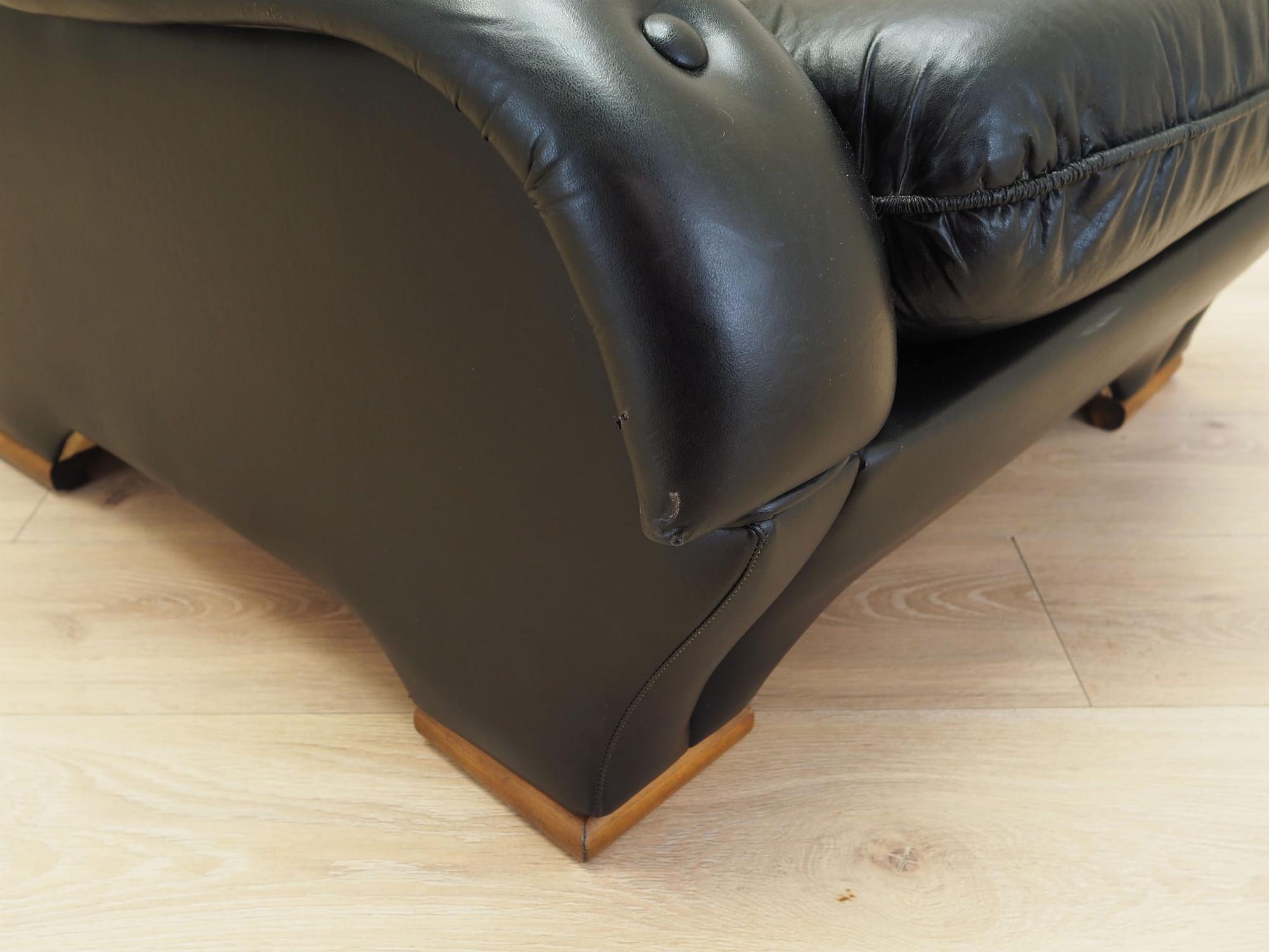 Armchair Faux Leather Black 1980s 11